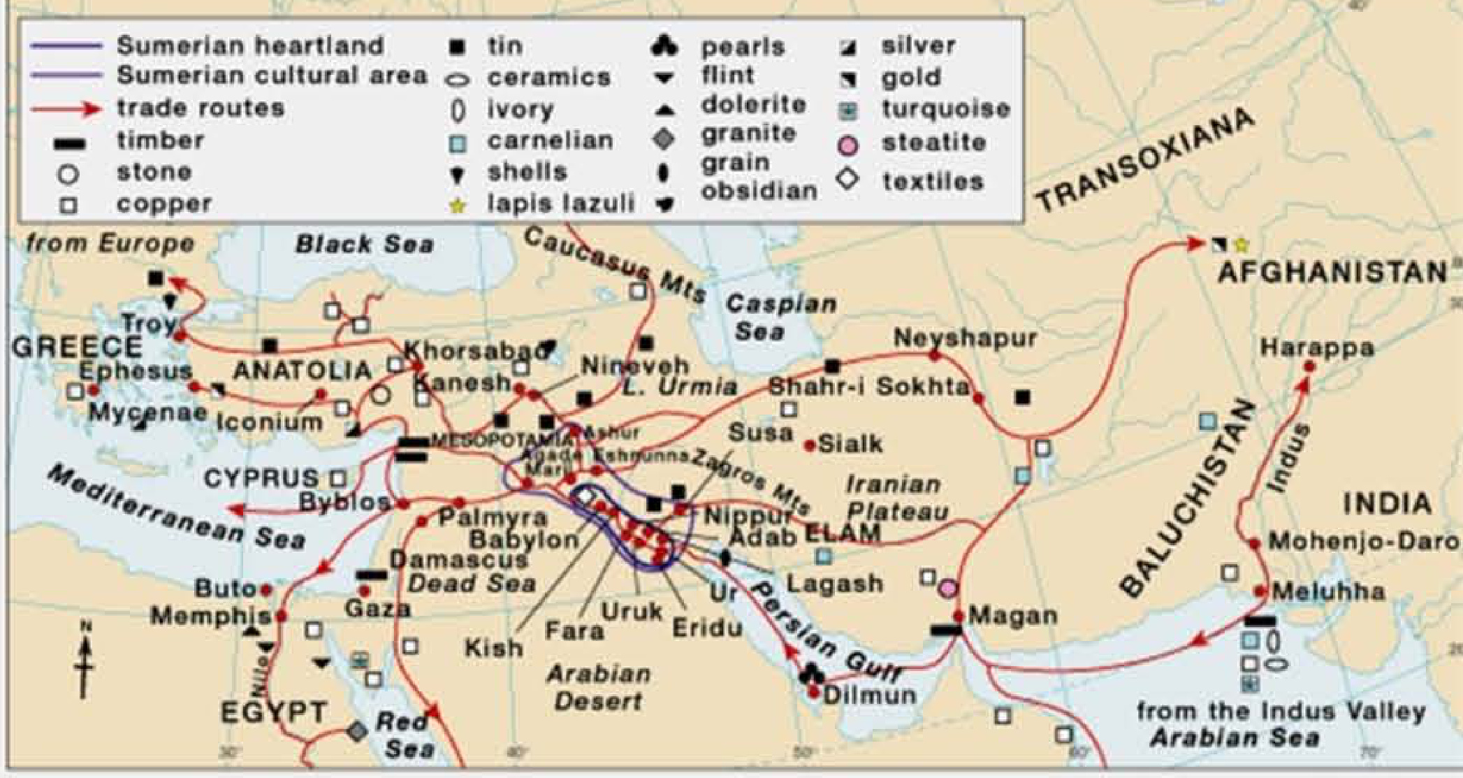 苏美尔文明时期的美索不达米亚贸易网络