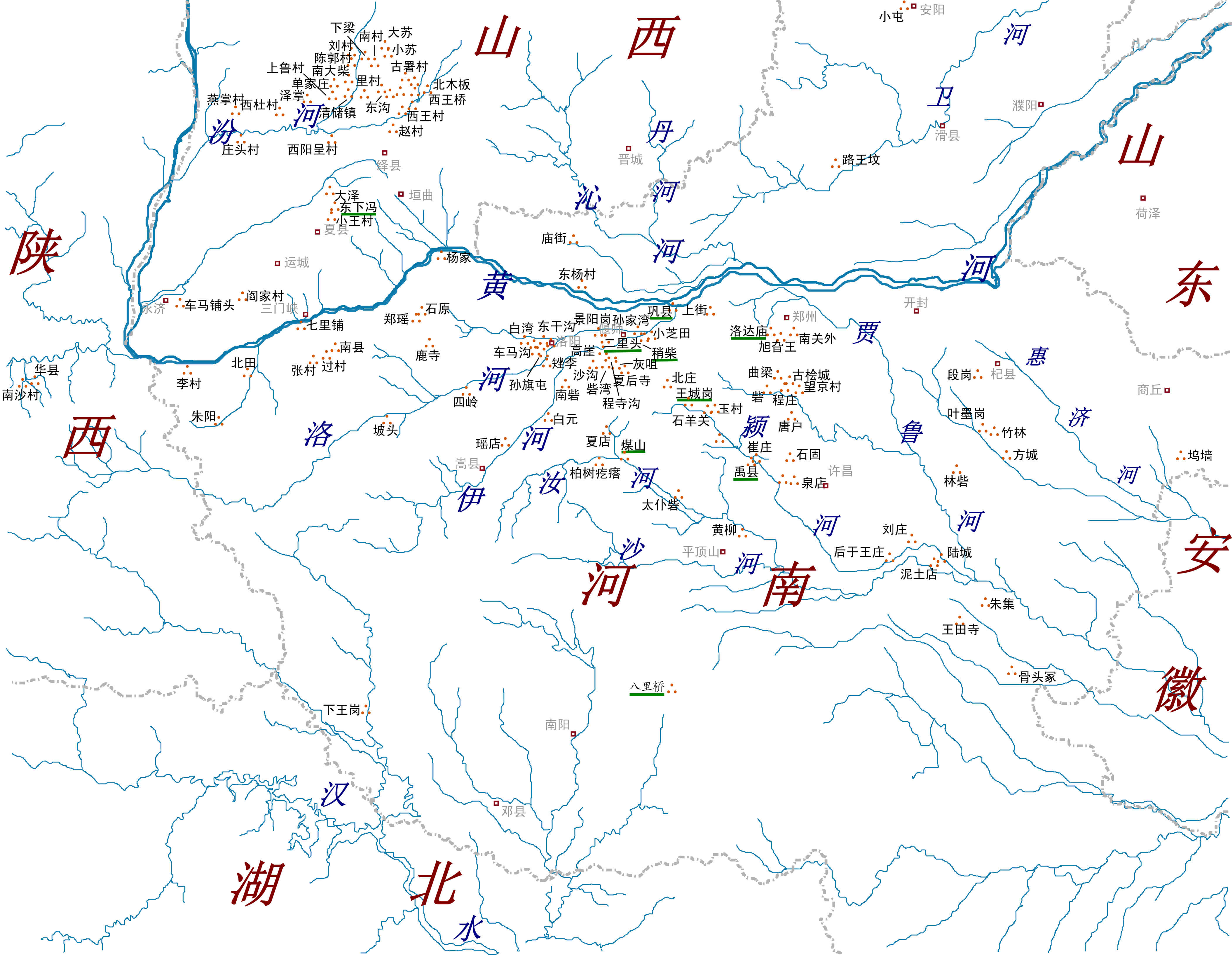 二里头文化遗址分布图